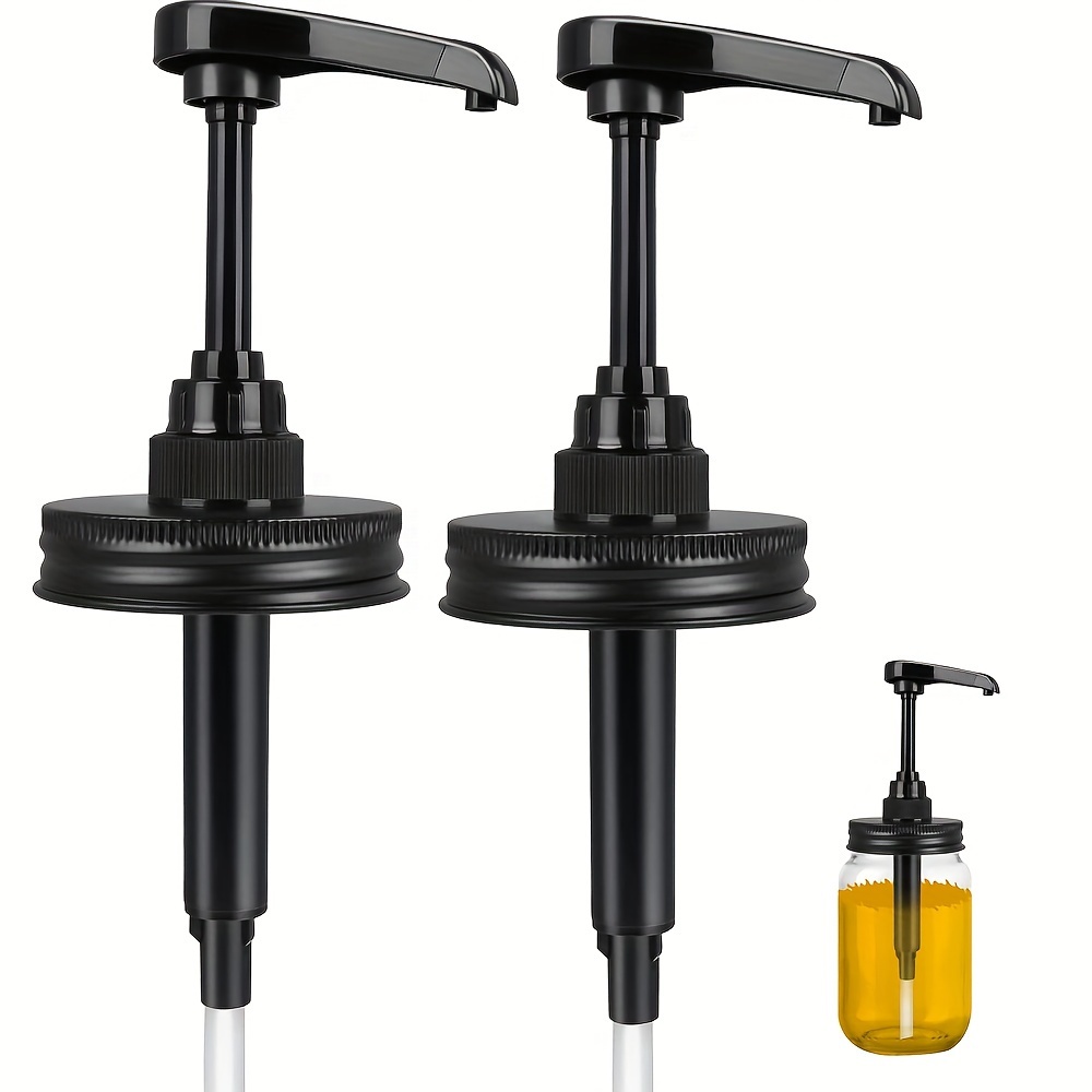 Image of 2 Packs Mason Jar Syrup Dispenser, Coffee Syrup Dispenser For Regular Mouth Mason Jar, Food Grade Rustproof Plastic Pump For Syrup, Honey, Liquid Condiments, Ketchup, Coffee Syrup And More