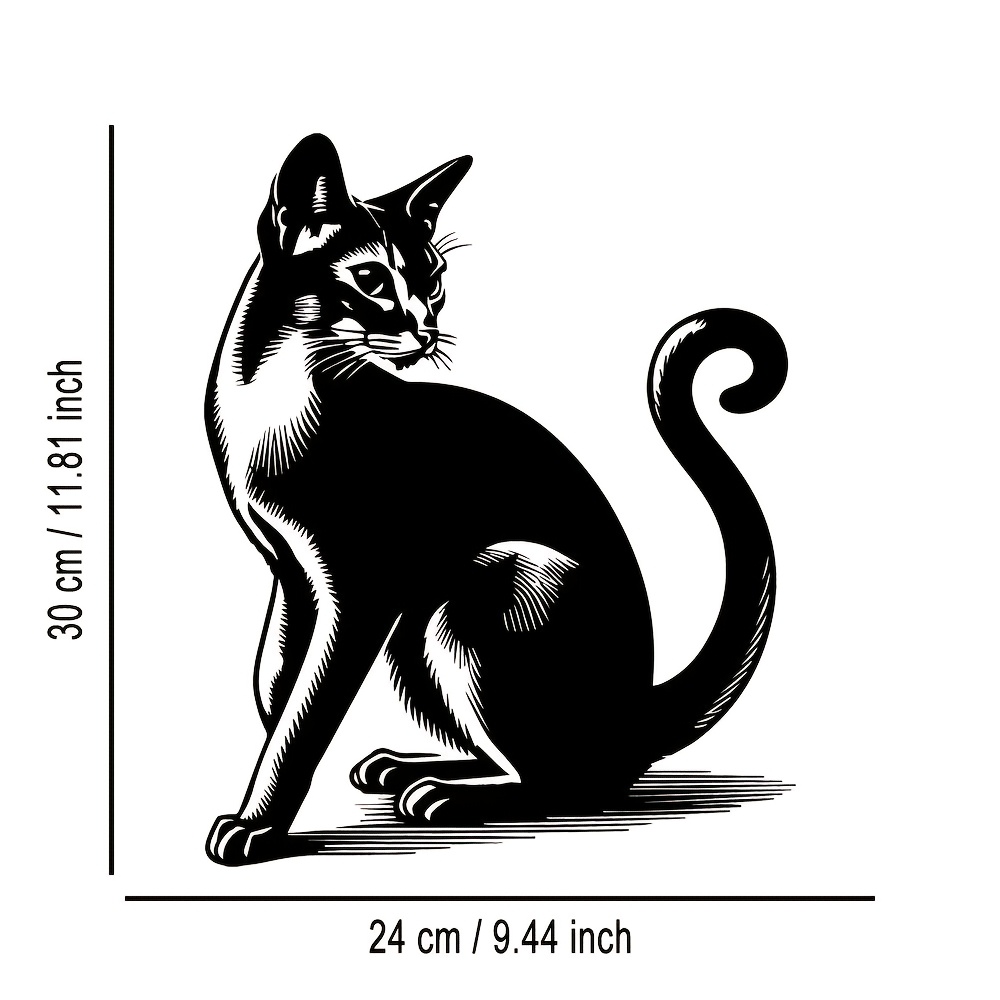 TEMU 1pc Panneau Métallique de Chat à Poil Court , Design d'Art Élégant pour Noël, Décoration Murale Artisanale, Convient pour , Salon, Chambre à