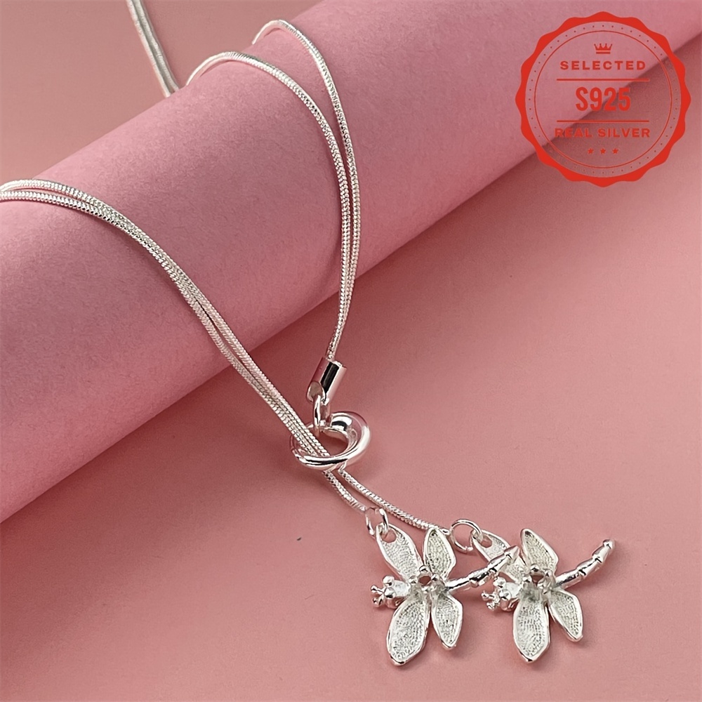 TEMU 2 Dragonfly Necklace, 925 Sterling Silver Dragonfly Pendant Necklace Cute Dragonfly Jewelry Gifts For Women & Girls