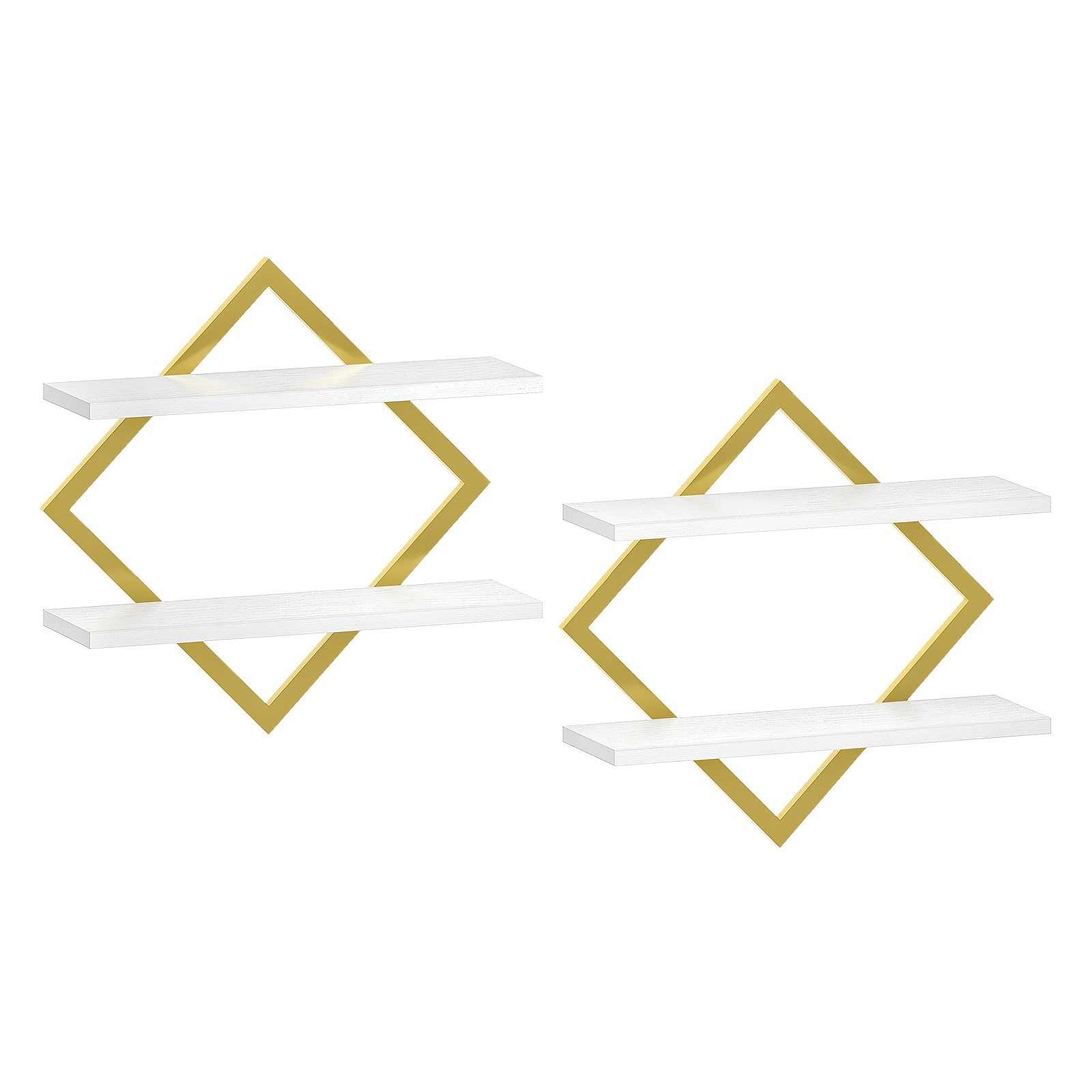 E-shop Schwebendes Wandregal 38 cm, 2er-Set, 2-Ebenen Wandregal, Metallmaterial, für Wanddekoration, praktische Aufbewahrung, geeignet für Wohnzimmer,