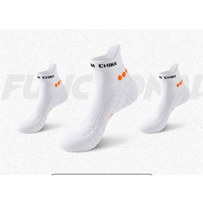 TEMU 3-pair Men's Mid-calf Socks, Bubble Sole, Professional Sports Training Basketball Socks, Men's Outdoor Running Socks, High-quality Socks, Spring