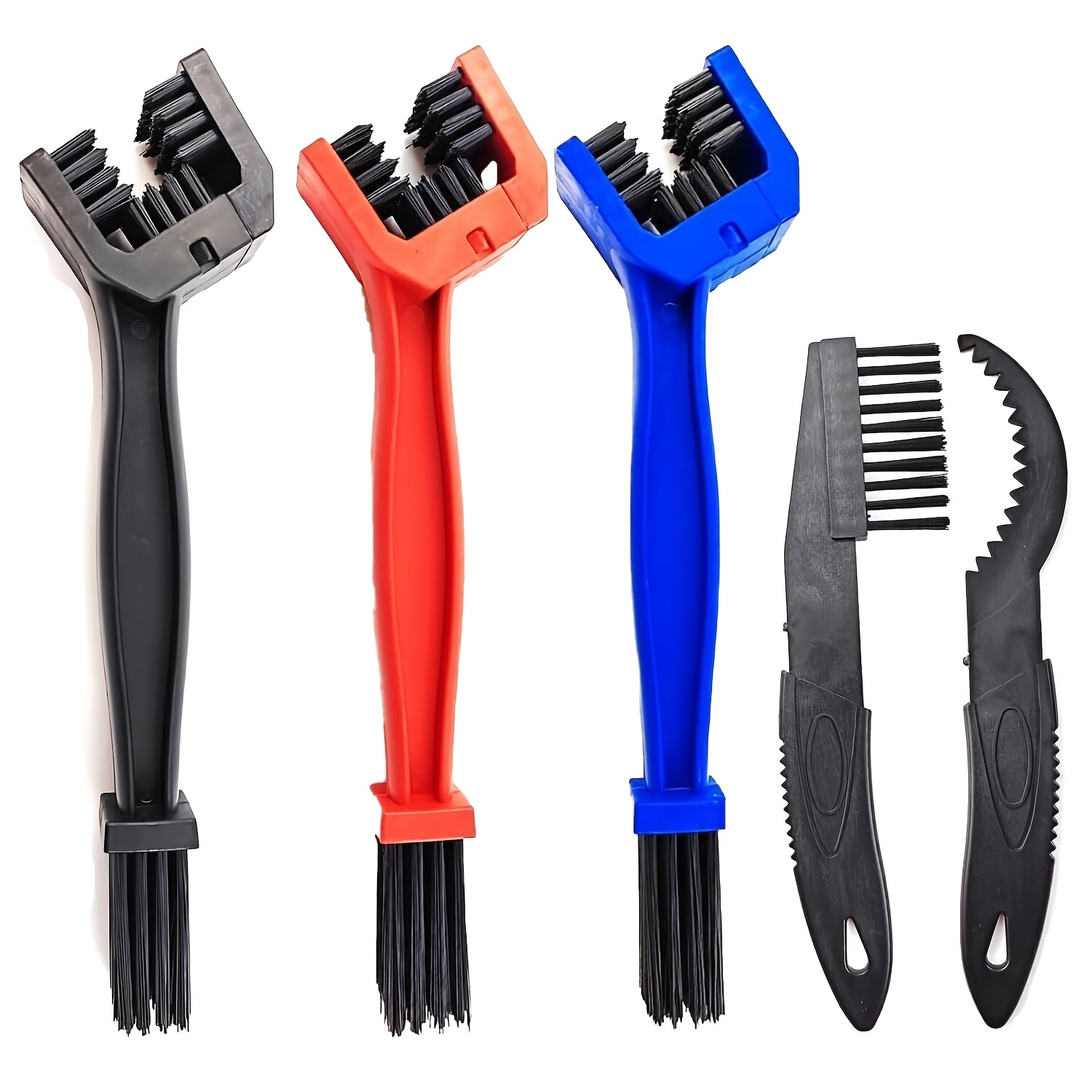 TEMU Set da 5 pezzi per la pulizia della catena di bicicletta e moto, kit di spazzole per la pulizia della catena della bicicletta, spazzola per
