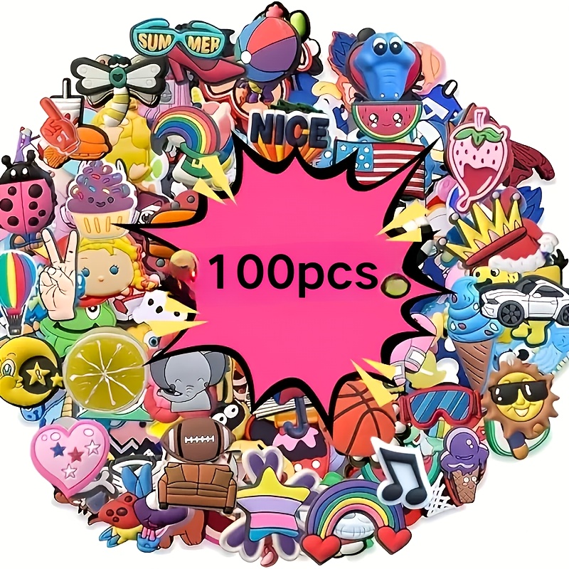 TEMU 100/200/300 Pvc Shoe Decorations, Suitable For Sandals, Boots, Jewelry, And Wrist Straps. Party Gifts, Birthday Celebration Gifts, Fun Shoe Accessories