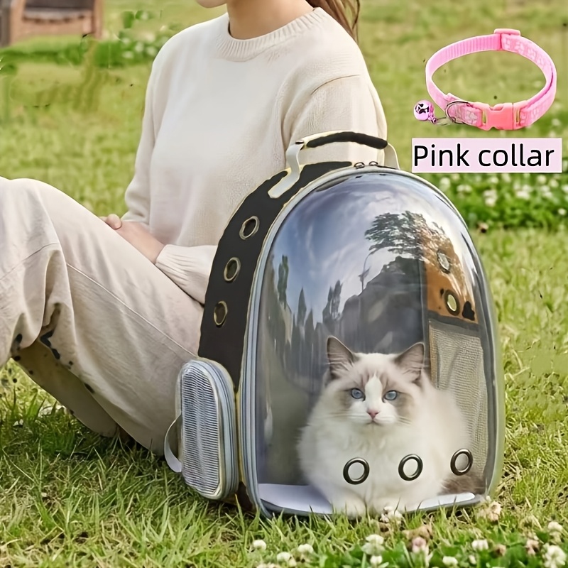 TEMU Pet Outing Backpack, Transparent Pet Travel Bag, Space Capsule Pet Backpack, Travel Cat Bag, Small Dog Outing Bag, Pet Backpack With Collar,