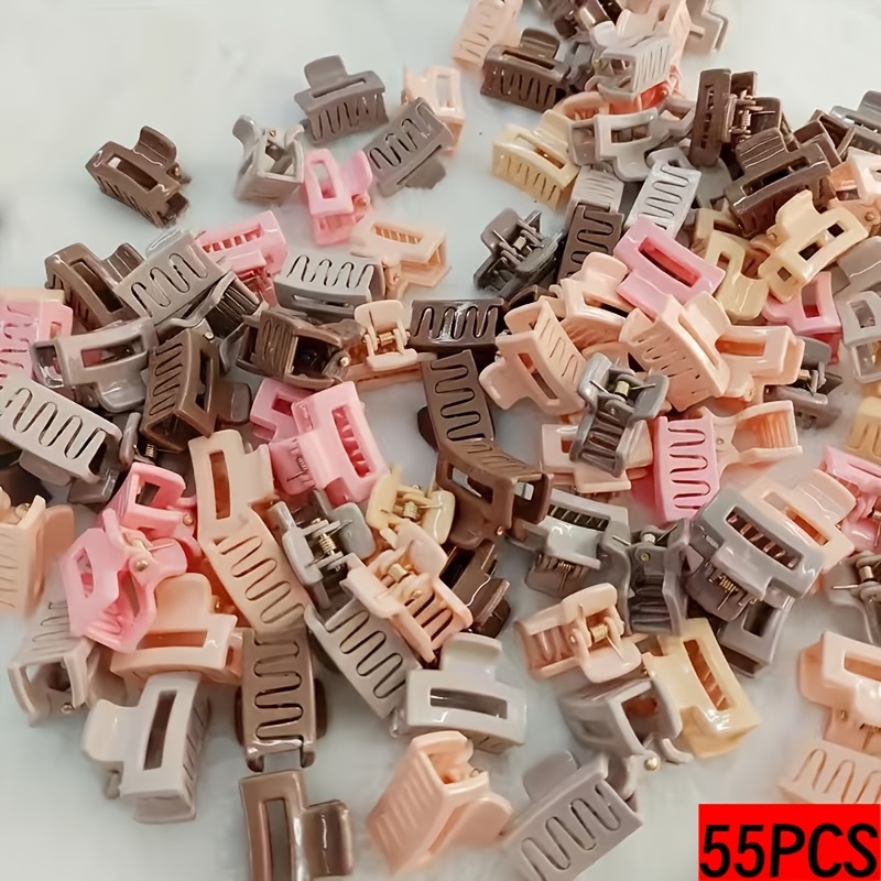 TEMU 55pcs/110pcs Clips para el cabello cuadrados de plástico , pinzas para flequillo de mujer, adornos para el cabello elegantes y estilo Y2K