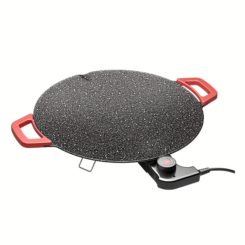 Electric Griddle Pan with Red Handle - Large Non-Stick Cooking Tray, Even Heat Distribution, Easy-Clean Surface, Compatible with induction, electric stoves (EU Plug 220-230V) - Perfect for Indoor BBQ, Family Gatherings, Everyday Kitchen Use - Durable & Easy-Clean Construction, Home Grilling, Sleek Design, Highquality Tray, Versatile Cookware, Busy Families