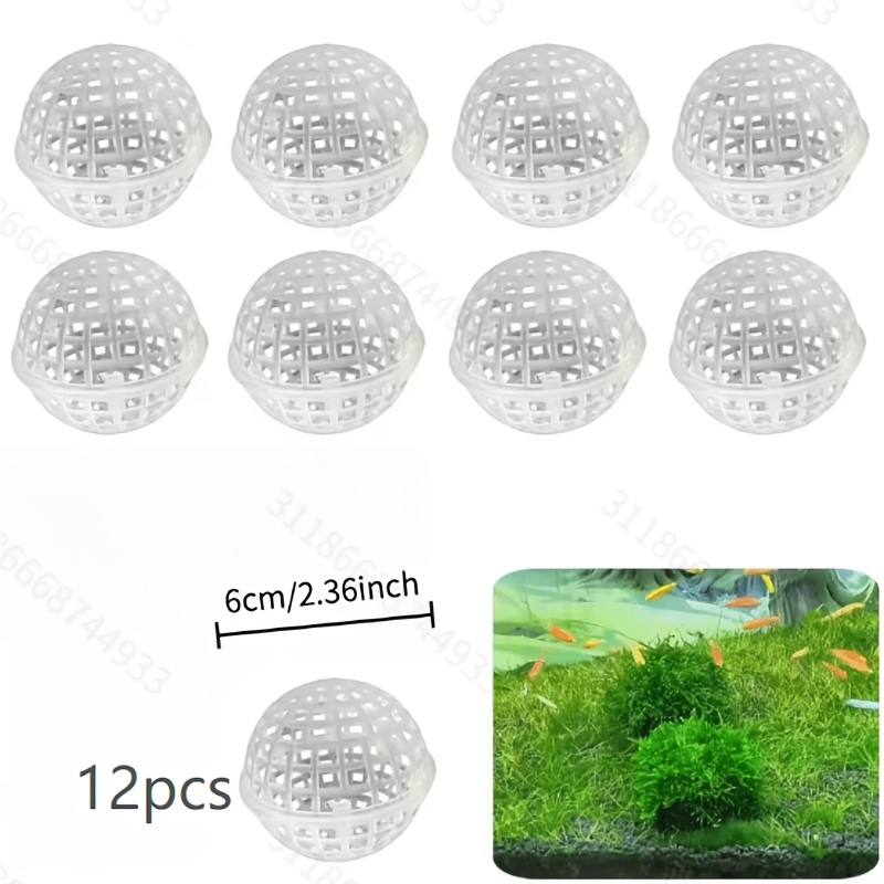 TEMU 12pcs Diy Aquarium Moss Floating Balls, Aquarium Moss Aquatic Plant Growth Balls, Aquarium Landscape Decoration Balls, Plastic Moss Floating