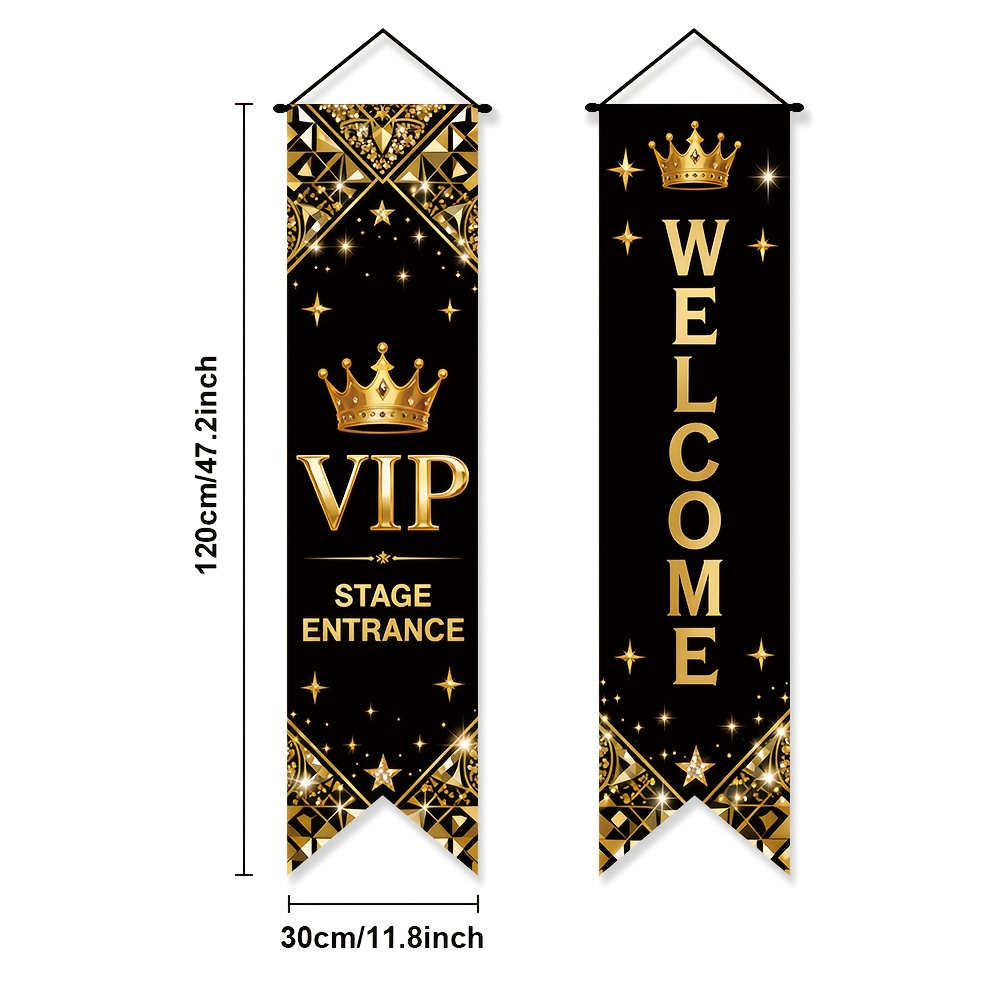 TEMU Bannière Plate 2D - Bannière Plate 2D - Bannière Plate 2D, 2pcs Bannière Décorative Thème VIP, Bannière VIP Scène Entrée Spéciale Porche,