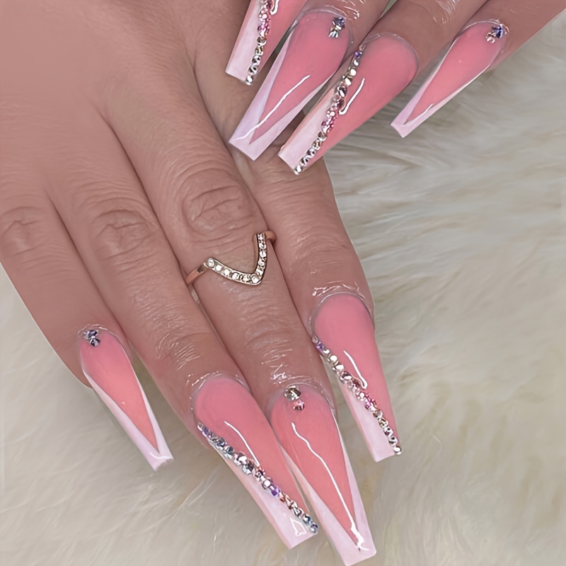 Geometric triangle Toes Fake Nails Silver