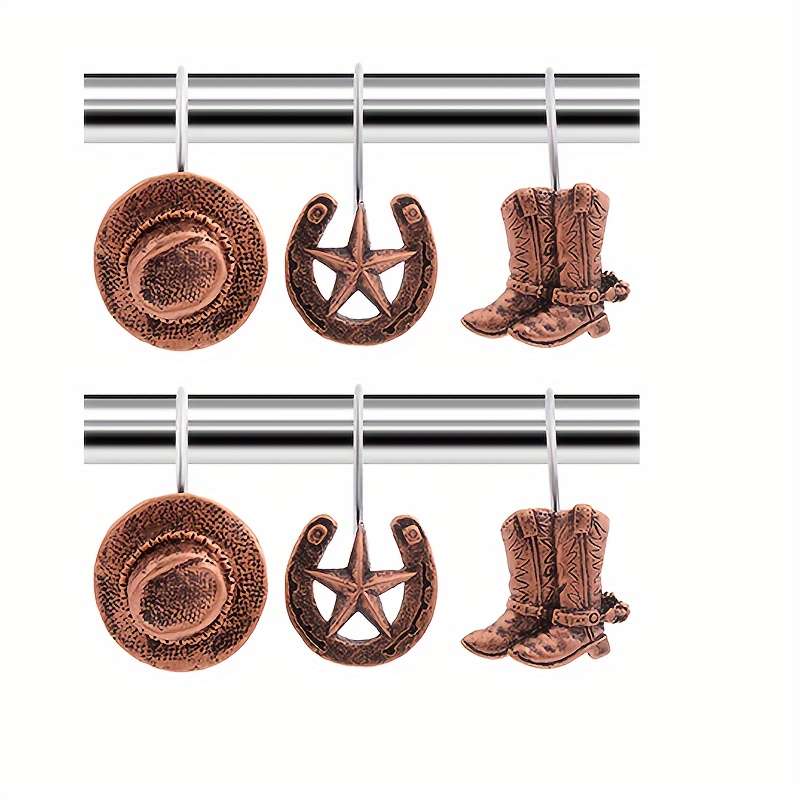 12pz Ganci Decorativi per * da Doccia in Stile * * Cowboy con Cavallo e * Anelli Metallici Resina */Marrone Vintage Accessori Bagno