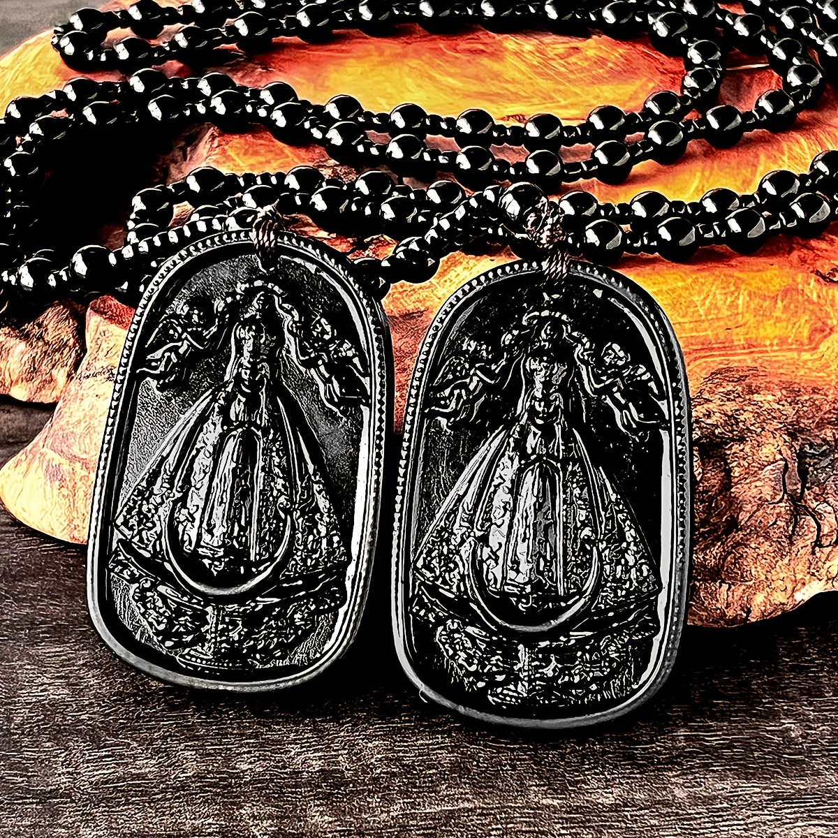 Vintage Gothic Style Glass Black Beaded Necklace