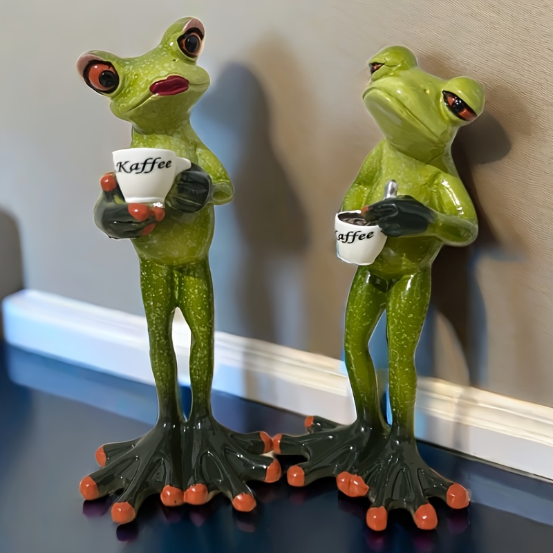 Image of 1 Pair Of Resin Craft Animal Coffee Frog Study Tv Cabinet Office Desktop Statue Ornament Leisure Home Decoration Summer