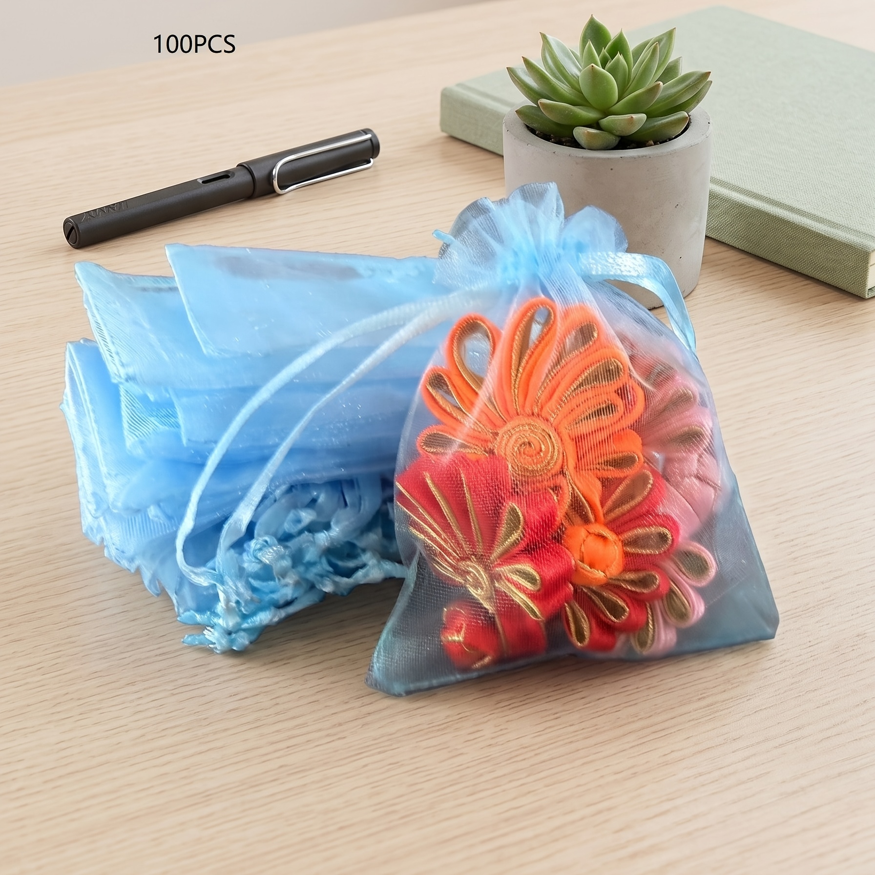 TEMU 100 Sacchetti Regalo in Organza 7X9Cm (2.75X3.54 Pollici) - Sacchetti Riutilizzabili con Coulisse per Caramelle per Compleanni, Matrimoni,