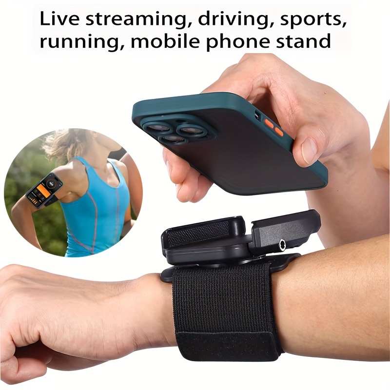 

Adjustable Arm/wrist Phone Holder, 360° Rotatable, Universal Fit, Sports Armband For Live Streaming, Driving Navigation, 2.76in Base With 11.02in/14.96in Straps