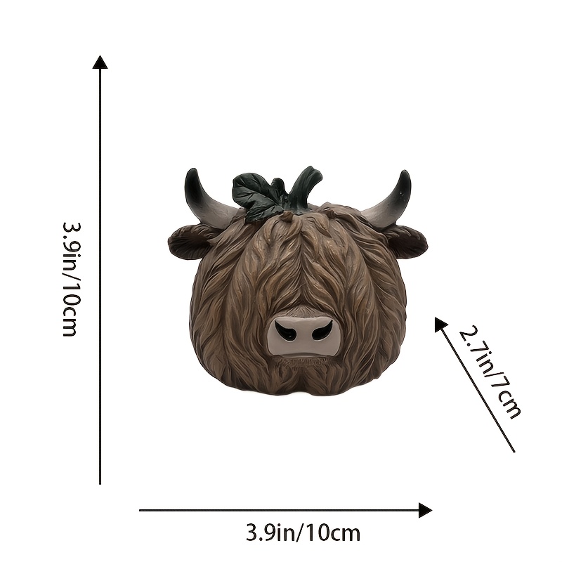 TEMU 1pc Highland Cow Figurine - Scottish Cow Statue, Resin Desktop Decor With Scottish Cow Sculpture For Office Desk, Adorable Animal Gift Suitable
