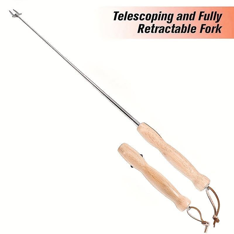 

Extendable Stainless Steel Bbq Skewer With Wooden Handle - " Telescopic Campfire Fork For Grilling, & More - , Bpa-free Kitchen Accessory