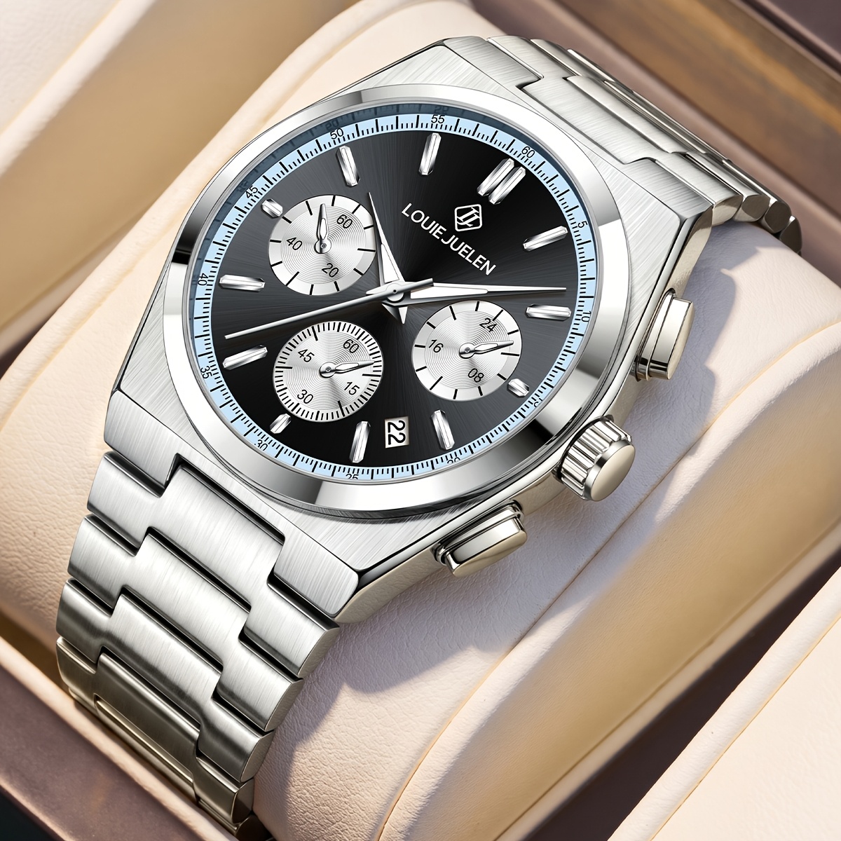 Juelen High-end Lightweight Mechanical Watch Men's Comfortable Steel Strap Business Elegant Formal Wear Matching