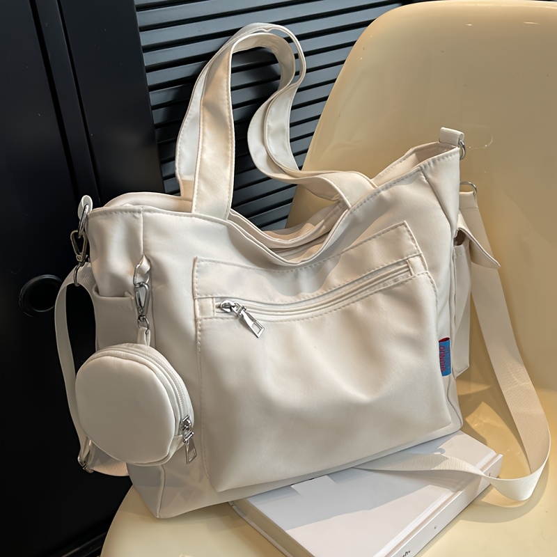 E-shop Damen Vintage Oxford-Stoff Mehrfachtaschen Umwandelbare Buchtasche - Verstellbare Umhängetasche/Handtasche mit Reißverschluss, Großes