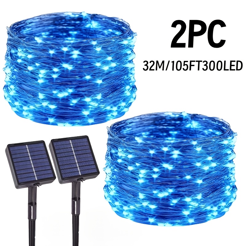 TEMU 2 Sets Of 50/100/200/300 Led Lights, Solar Outdoor Fairy Lights, 8 Modes, Ip54 Suitable For Backyard Garden Decoration, Parties, Weddings,