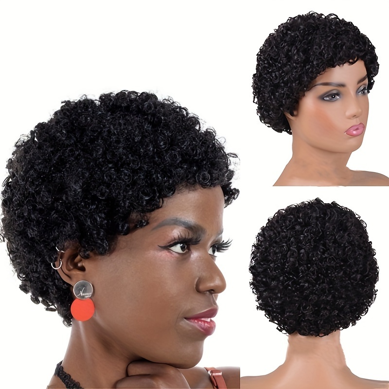 

Short Afro Curly Wig Synthetic Wig Beginners Friendly Heat Resistant Wig For Women