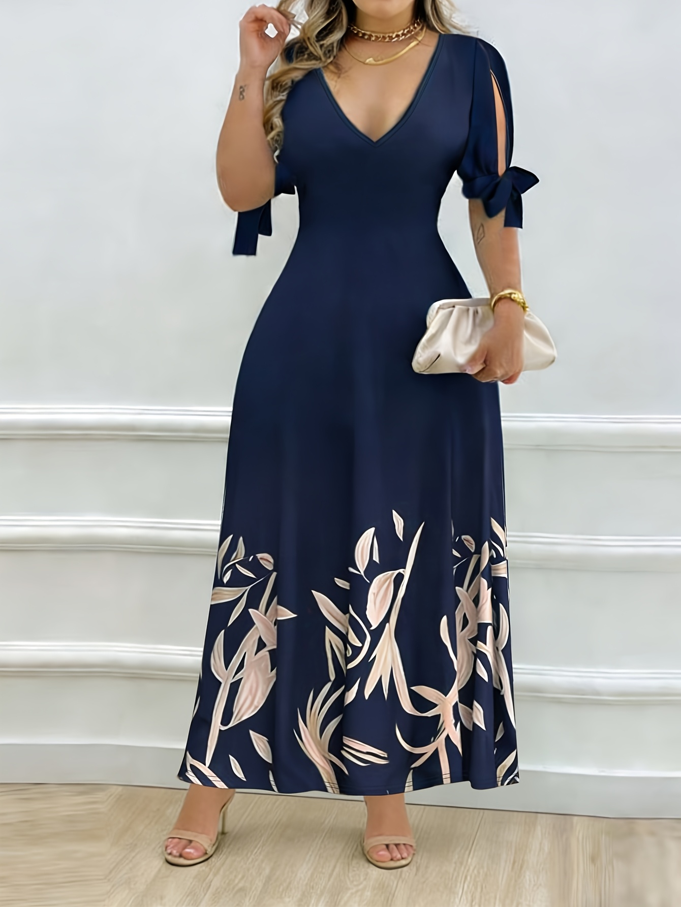 chinese dress blue Short Blue & White Floral Qipao / Cheongsam Dress main image 0