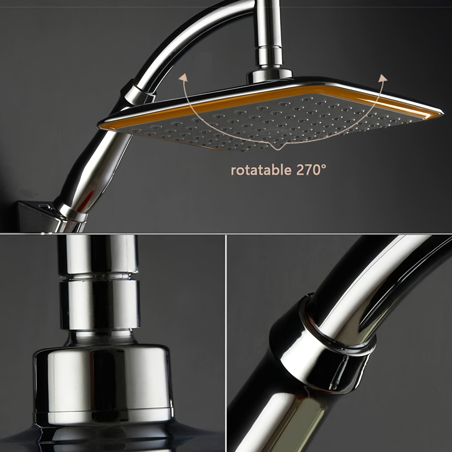 22.86 cm Bathroom Rainfall Shower Head, ABS Chrome Finish
