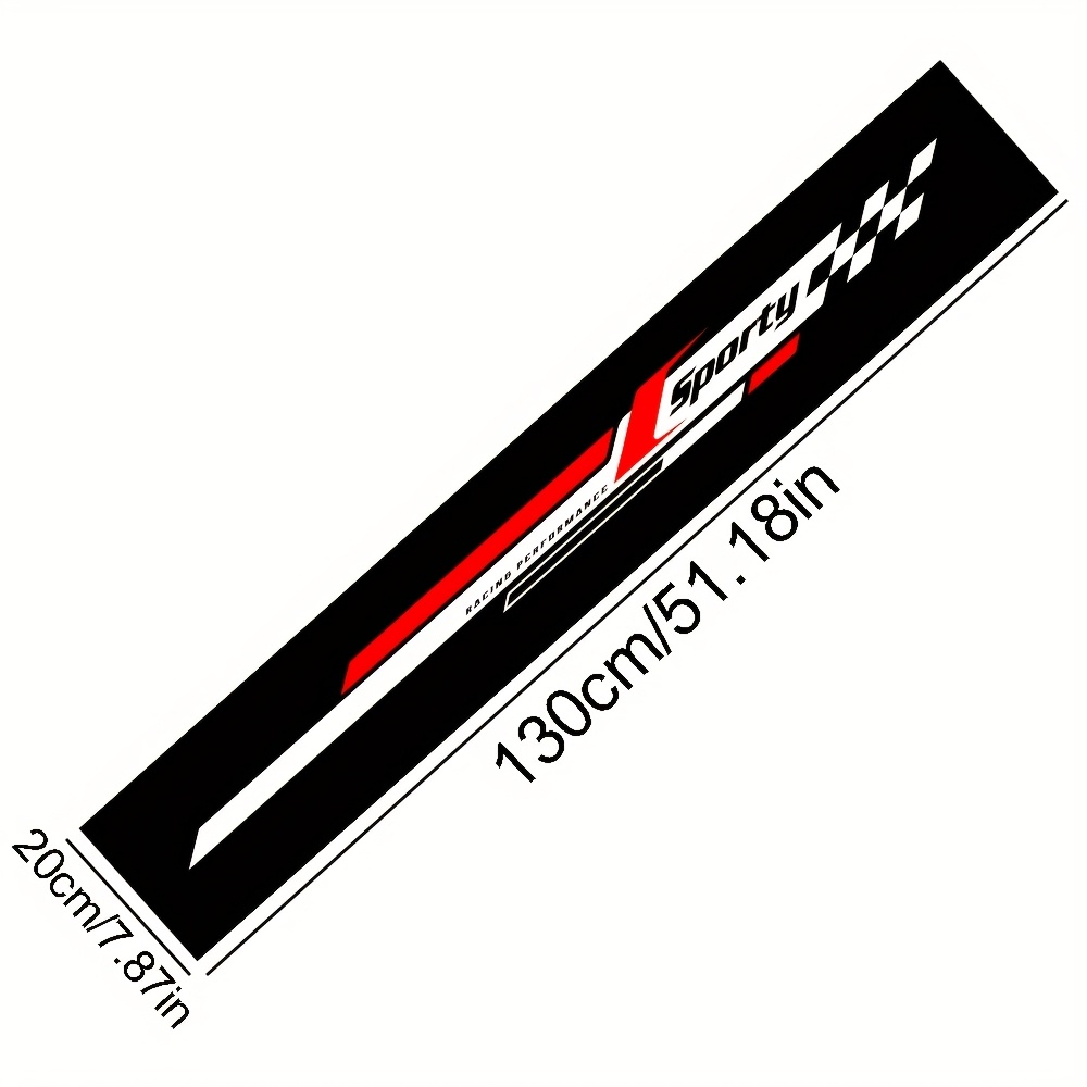 TEMU 1pc Sports Car Windshield Decal - Waterproof Uv Protection Glossy Vinyl Sticker With Checkered , Self-adhesive For Cars, Suvs, Plastic/ Metal (51.18"x7.87"), Car Stickers For Vehicles Waterproof