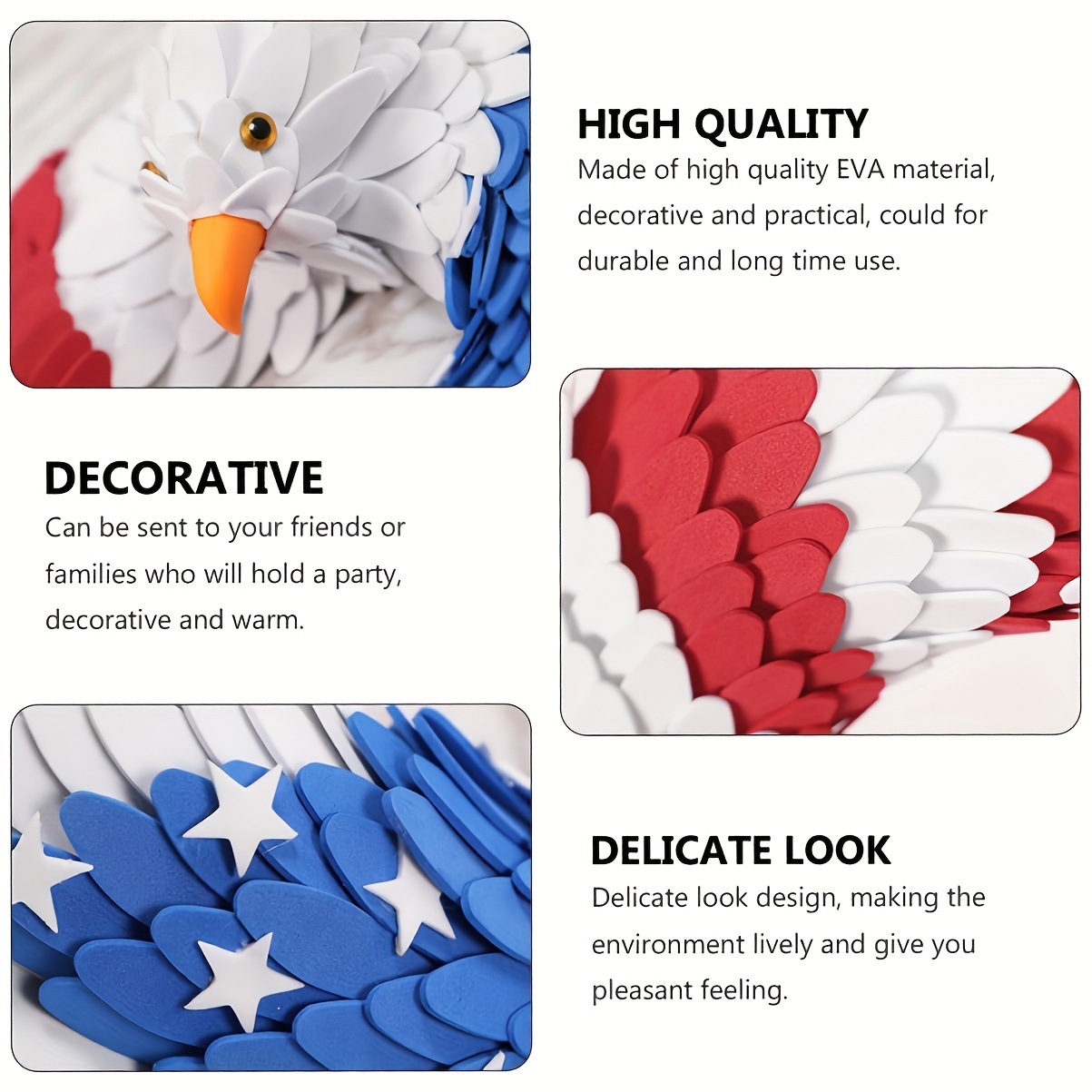 1pc independence day patriotic eagle wreath decoration 4th of july wreaths for front door handcrafted day wreaths festival celebration usa flag printed wreath details 3