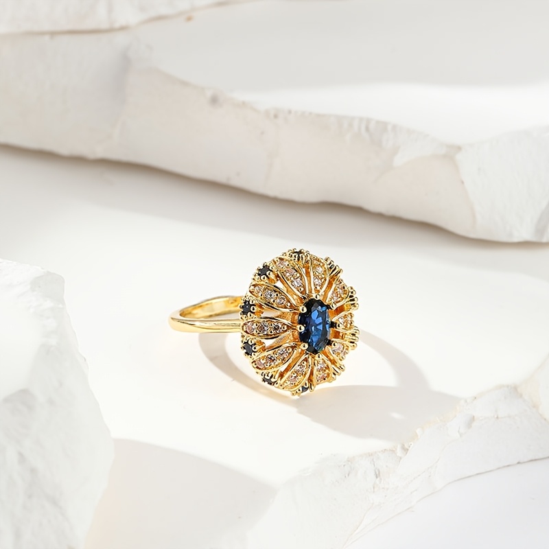 Women's European Vintage Court-Style Ring with Sparkling CZ