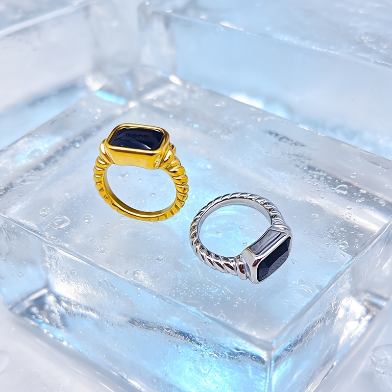 Twisty Rope Band Square Ring, Vintage Dual-Tone Design