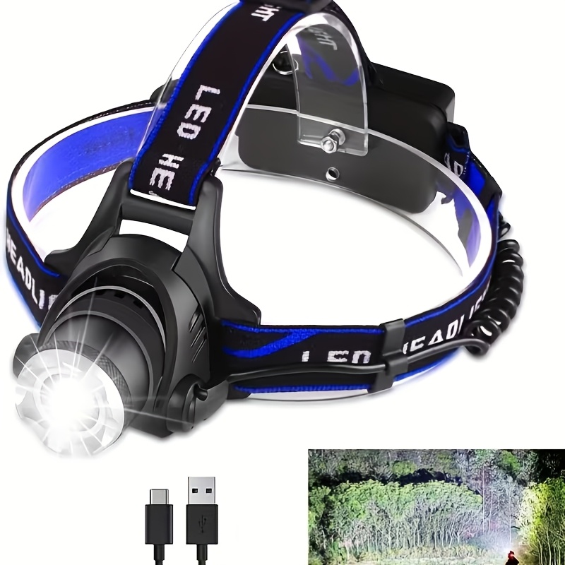TEMU Led Outdoor Headlamp, Ultra-long , Usb Rechargeable, Adjustable Headlamp, Camping Headlamp, Outdoor Camping Tools And Lighting Equipment, For