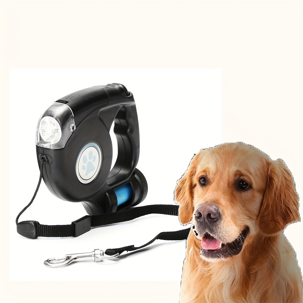 

Retractable Pet Dog Leash With Light And Garbage Bag Holder, Heavy Duty Automatic Telescopic Dog Leash, Perfect For Small To Large Dogs, Without Battery
