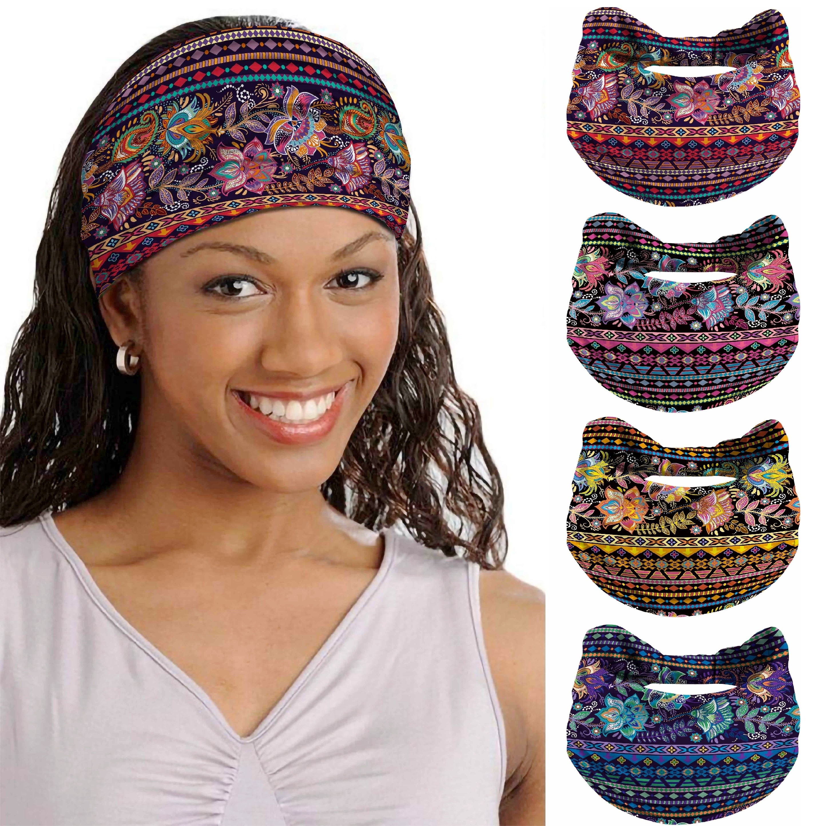 

Vintage Paisley Pattern Headbands For Women - Set Of 4, Non-slip Bandanas, Polyester Cute Knitted Style Hairbands, Fashionable Scarf Accessories For Homecoming