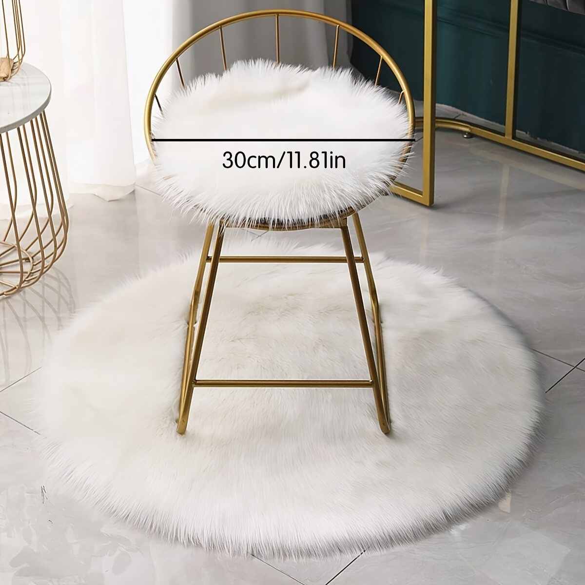 white fur plush round ottoman cozy long Temu Germany