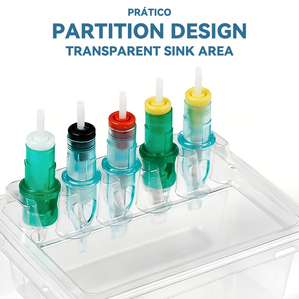 20pcs Square Needle Wash Cups | Separated Design, Transparent Sink Area, Efficient Cleaning, Suitable For Tattoo Beginners And Artists, Made Of Pc
