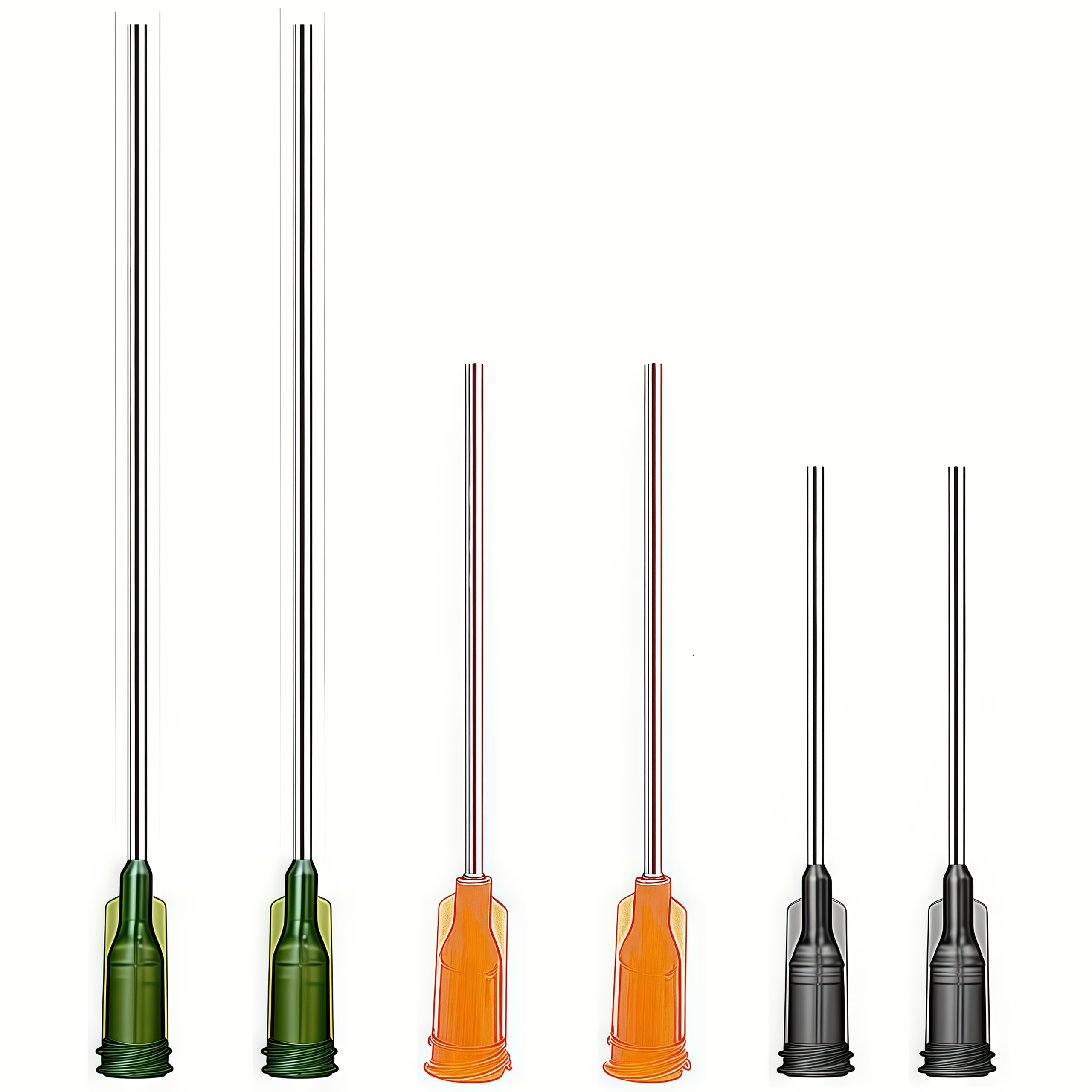 Image of Set Of 6 High-precision Long-tipped Applicator Needles, Suitable For Dispensing Glue, Ink Injection, Laboratory Use, And Crafts (14g/15g/16g) , Orange, And Gray