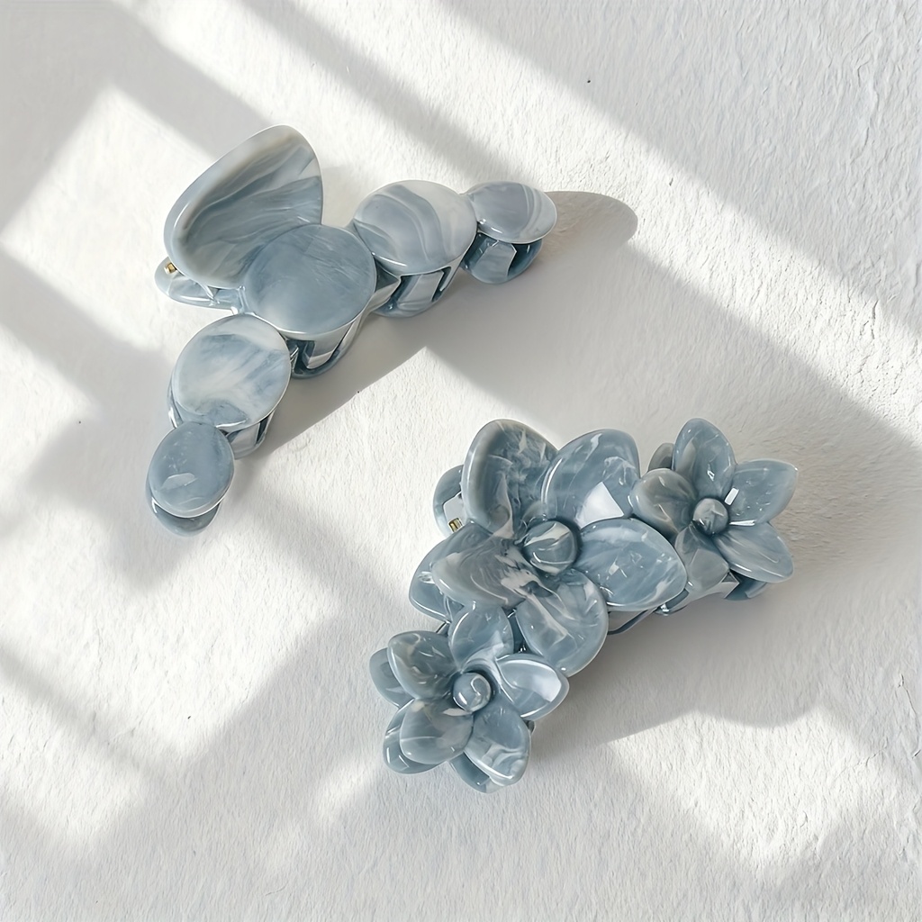 TEMU 2pcs Gradient Marble Gradient Retro Hair Claw Clip, Medium-sized Multicolor Street Easy Shark Clip, Anti-pinch Non-slip Hair Styling Artifact,