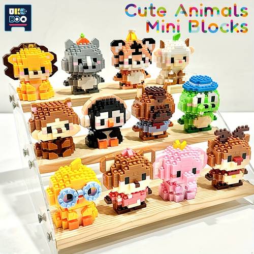 1681 piezas mini bloques de construcción animales adorables elefante tigre regalo de vacaciones adorno para el hogar