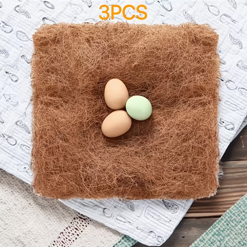 TEMU 3pcs Reusable Washable Chicken Coop Mats, Artificial Turf Pet Bedding, Durable Realistic-look Easy-to-clean Mats, Indoor/outdoor Nest Box Mats,