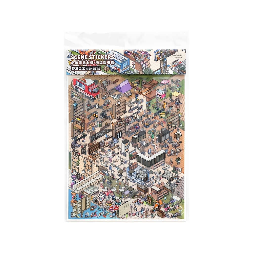 TEMU 1 Pack, Stickers Thème Cottage Créatif, Papeterie Essentielle pour Passionnés de Journal, Stickers Décoratifs pour Journal et Album Photo,