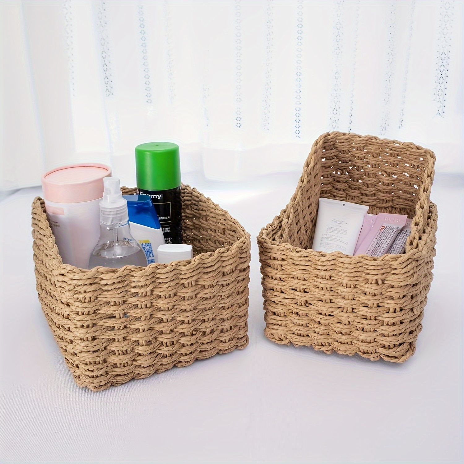 

3pcs Baskets For Organizing, Storage Container For Shelves, Cupboards Drawer, Small Woven Basket, And Storage Supplies For Kitchen Bathroom Bedroom Living Room