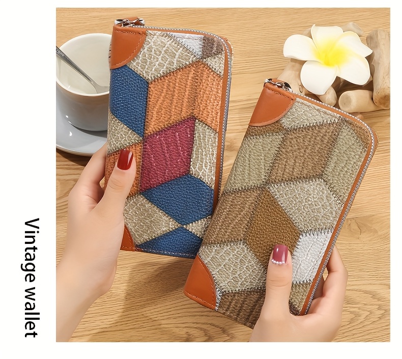 Porte-monnaie Vintage à Lanière De Poignet - Motif Floral Marron Et Beige, Fermeture éclair, Neuf Avec étiquette