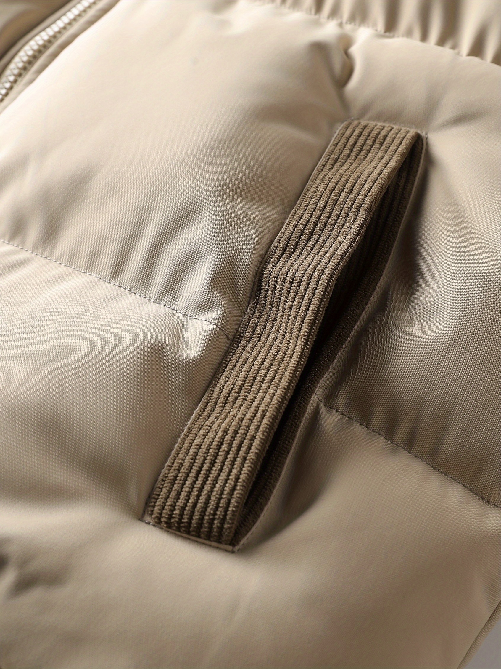 Heren Winterjas - & Bruine Kleurblok Jas met Capuchon en Volledige Ritssluiting