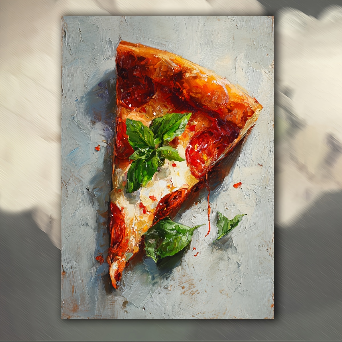 TEMU Stampa su Tela 2D Piatta, 1 Pezzo Fetta Realistica con Formaggio Fuso e - Poster d' da Parete per per Casa, , Caff癡, Decorazione - Regalo per e