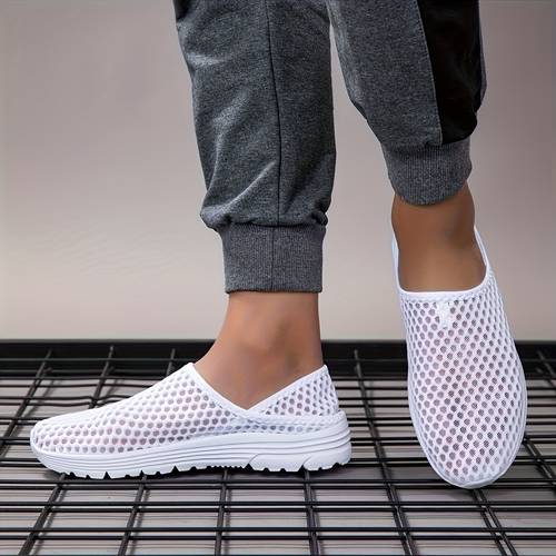 item picture semi slip on spring summer new casual shoes with hollow mesh upper and flat sole for plus size