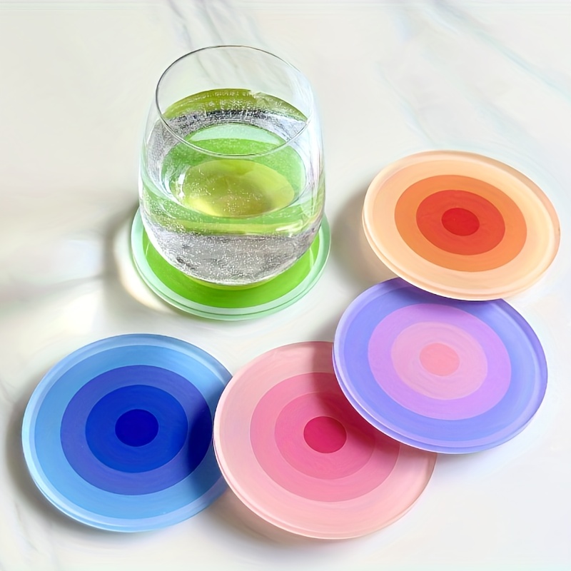 

5pcs, Acrylic Gradient Color Coasters, Round Heat-resistant Coasters, Decorative Table Drink Coasters, Coffee Coasters, Home Decoration Gifts