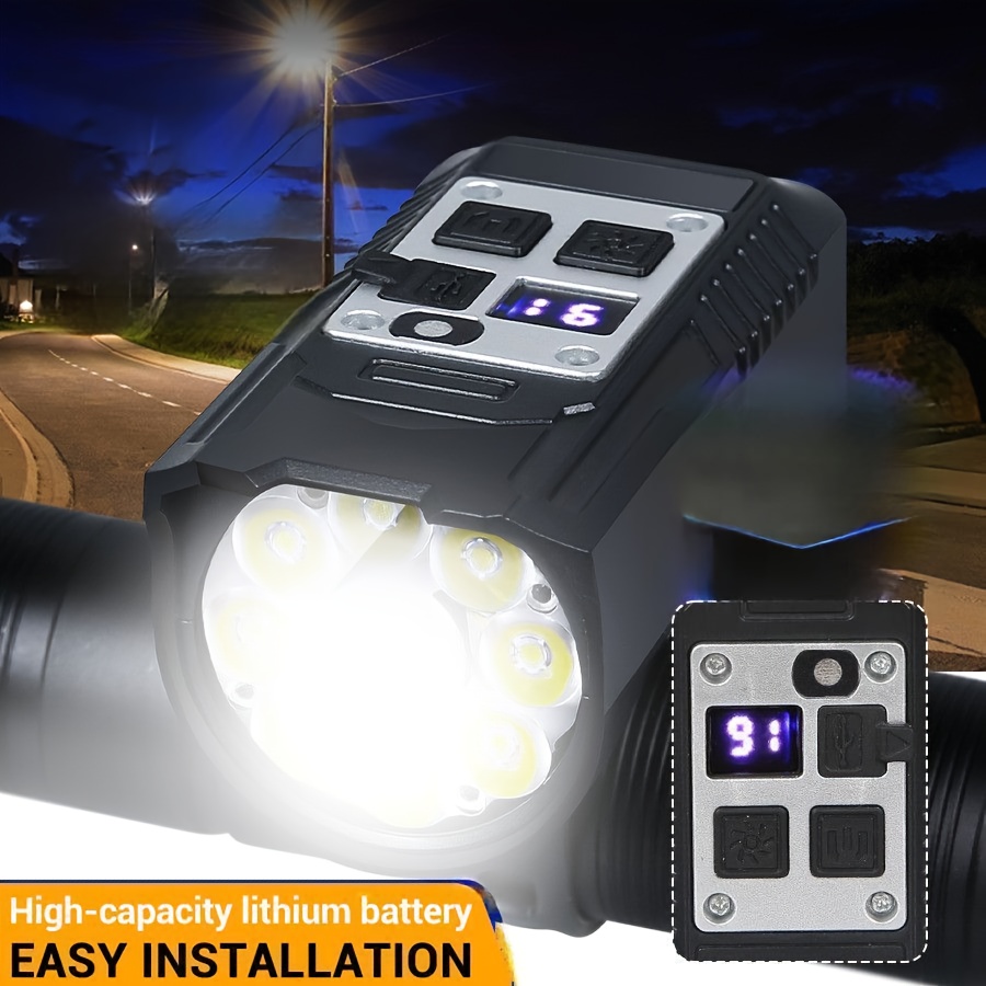 Rechargeable Bicycle Night Light - 1000 Lumens High Brightness, 10 LEDs, ABS Housing, USB Powered, Ideal for Mountain Biking and Night Riding, Bike Lights for Night Riding, Sleek Cylindrical Design, Durable Plastic Body