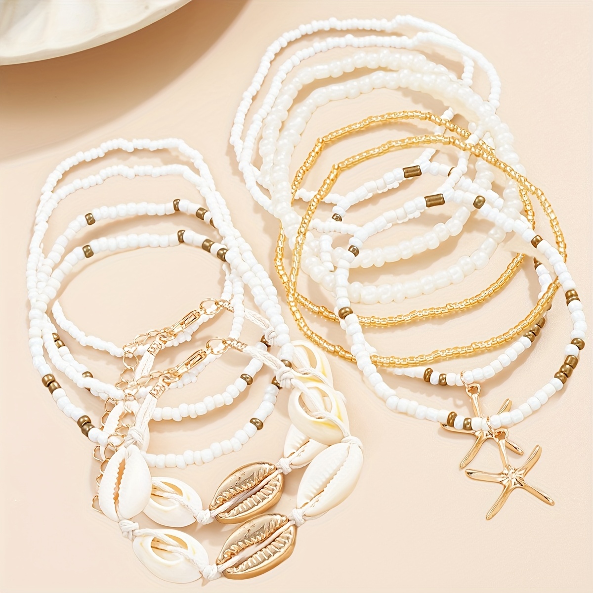 14pcs Bohemian Style Shell Beaded Bracelets Set