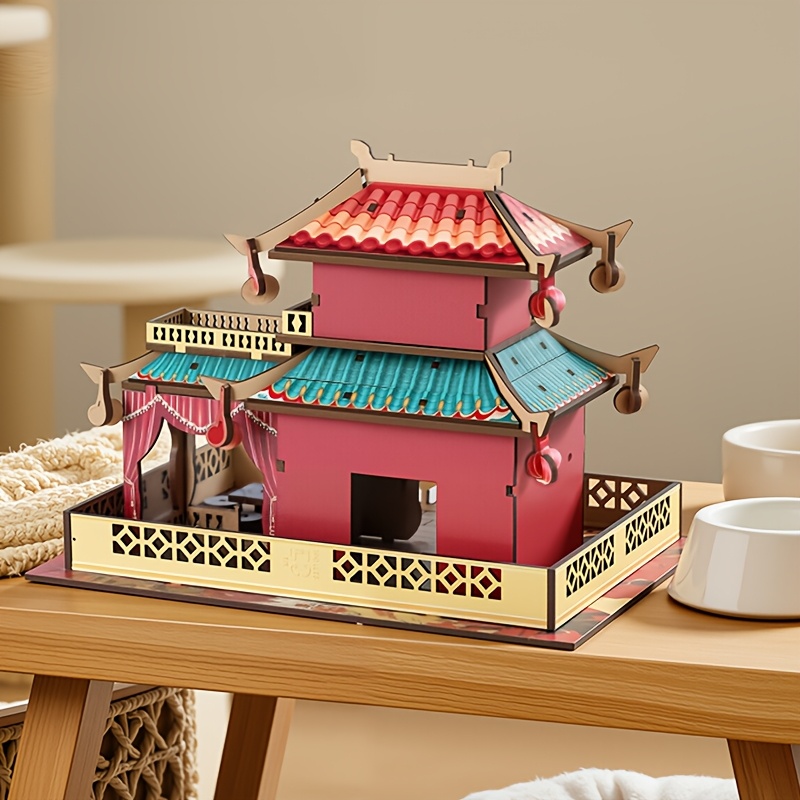 3D Wooden China-Chic Vintage-Style Pavilion Model Kit