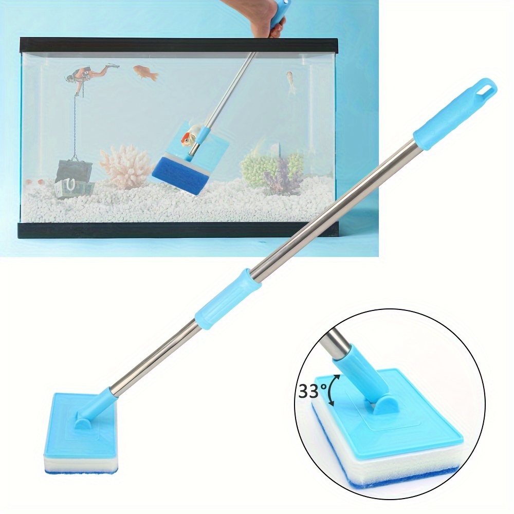 

Aquarium Cleaning Brush With 180° Adjustable Long Handle - Double-sided Sponge & High-density Scrubber For Fish Tanks And Glass Windows, Cleaning Tools For Aquarium